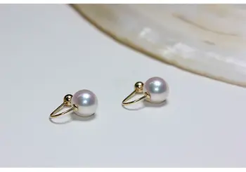 

free shipping charming 10-11mm natural round south sea pearl white earring 18k