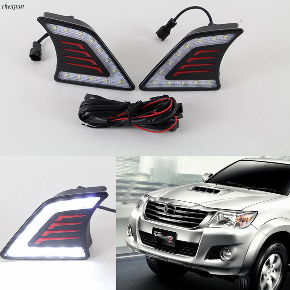 

CSCSNL 2pcs LED DRL Daytime Running Light Daylight waterproof Signal Lamp For Toyota Hilux Vigo 2012 2013 2014 car Accessories
