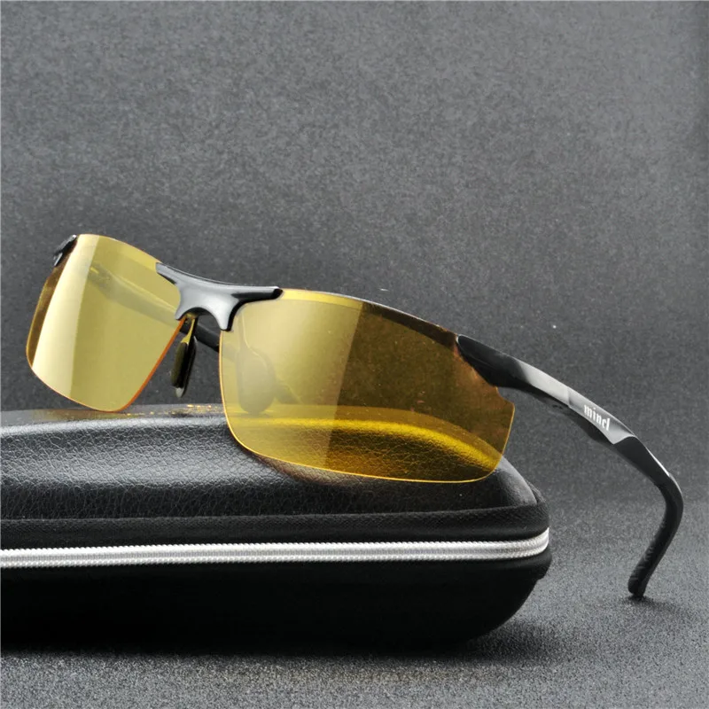 Алюминиево-магниевые солнцезащитные очки для мужчин, очки ночного видения, очки для вождения автомобиля, очки, антибликовые желтые линзы, очки FML