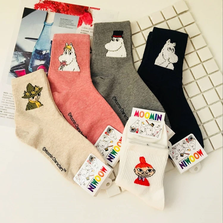 

Moomin Series Ladies Autumn Cotton Momine Family Girls Christmas Gift Socks Winter Hipster Pop Socket Cute Foot Cover 2018
