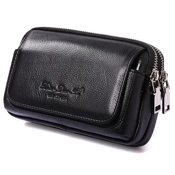 

Men Genuine Leather Cell/Mobile Phone Cover Case Skin Pouch Hip Belt Bum Bag Fashion Real Cowhide Purse Fanny Pack Waist