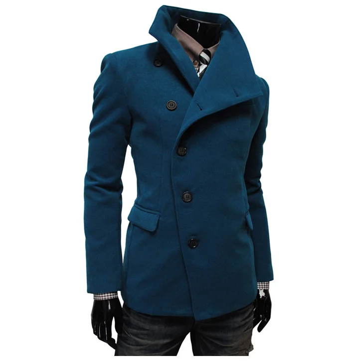 New Single-Breasted Lapel Oblique Placket Wool Coat For Men Men 'S Clothing Coats Jacket Strench