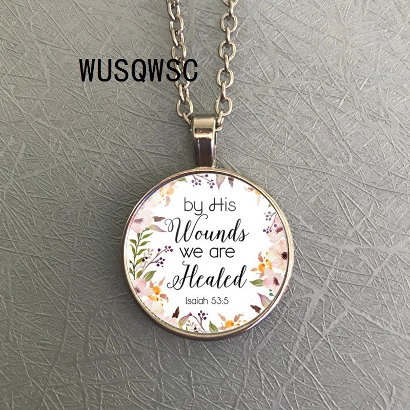 WUSQWSC от ран мы исцелены Исайя 53 5 Стих Библии воротник модные украшения для женщин