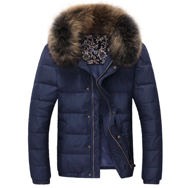 Cheap High quality Hot sale coats winter warm real animal fur jacket collar hooded coats male outwear M-XXXL