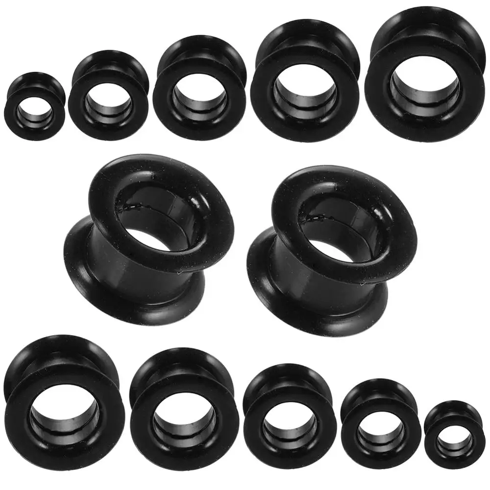 Hollow Silicone Flexible Double Flared Flesh Ear Tunnel Plugs Gauge Expander Stretchers Piercing Jewelry 3mm-40mm 2pcs/lot piercing jewelry,ear piercing jewelry,body piercing jewelry,body jewelry
