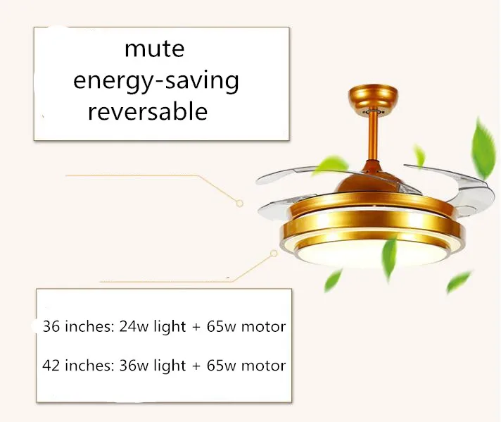 Современный простой немой Невидимый Led потолочные вентиляторы свет для гостиной Обеденная Спальня Ресторан 36/42 дюймов 1580