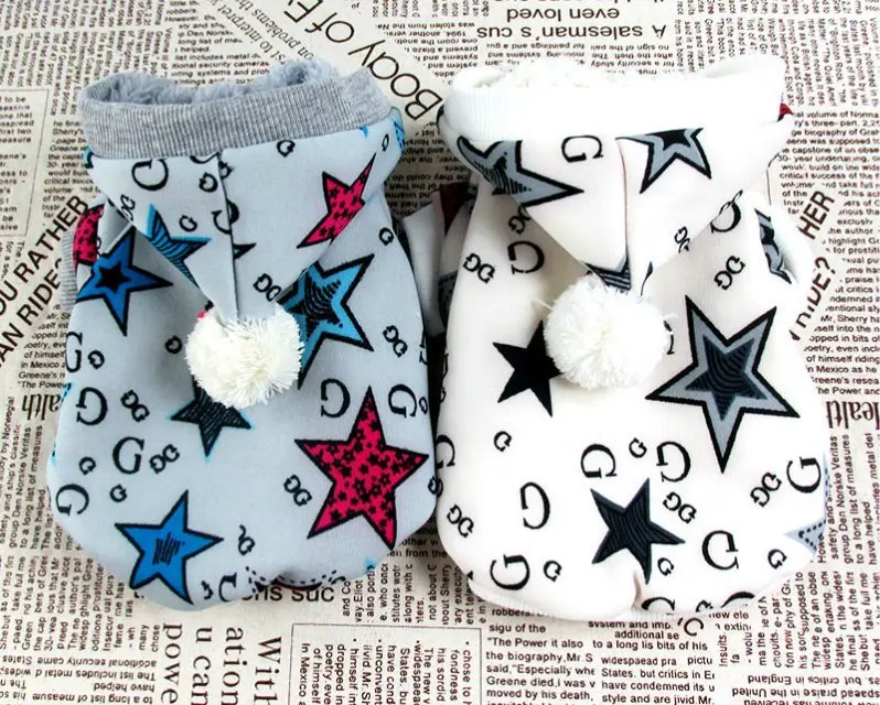 2015 Mode Cantik Tebal Bintang Mantel Anjing Pakaian Musim Dingin