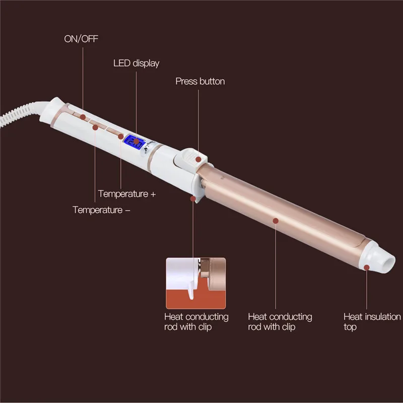 Электрический Профессиональный Керамика для завивки волос светодиодный Дисплей гофра щипцы для завивки ролик кудри палочка Вэйвер модные
