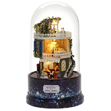 Cutebee DIY Casa miniatura con LED muebles música cubierta De polvo modelo bloques De construcción De juguetes para música 26