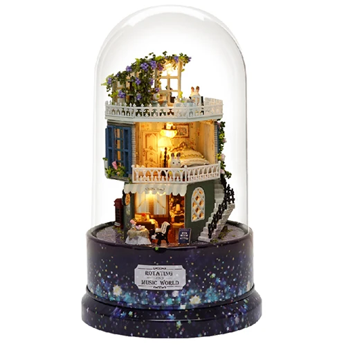 En Ligne Rotatif Boîte à Musique Miniature En Bois Maison Kits BRICOLAGE Maison En Bois Jouet Accessoires Artisanat pour le Cadeau De Noël et du Jour de Valentine