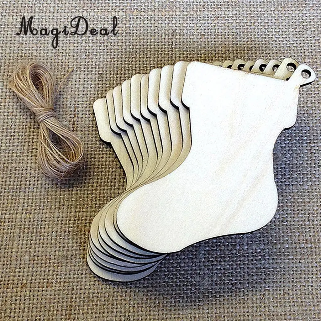 MagiDeal 20pcs Merry Christmas Socks Elk Deer Woodcut Embellishment  Gift Hanging Tags Xmas Decorations