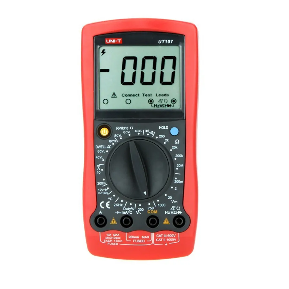 

UNI-T UT107 LCD Automotive Handheld Multimeter AC/DC voltmeter Tester Meters with DWELL,RPM,Battery Check