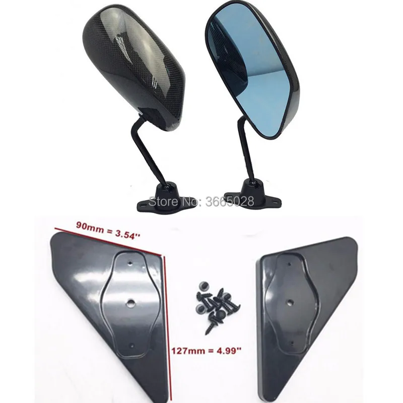 

F1 Style professional racing mirror Carbon Fiber look Side Mirror Blue Mirror With Universal Fitment Left Right 2 Pieces