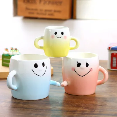 

Free Shipping Creative Ceramic Cup Personality Cute Family Cup Cartoon Ceramic Coffee Drinking Breakfast Cup