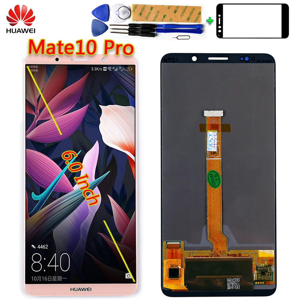 Huawei mate 10 Pro 6,0 дюймовый ЖК-дисплей 2160*1080 кодирующий преобразователь сенсорного экрана в сборе протестированная рамка с бесплатным инструментом и стеклянной пленкой