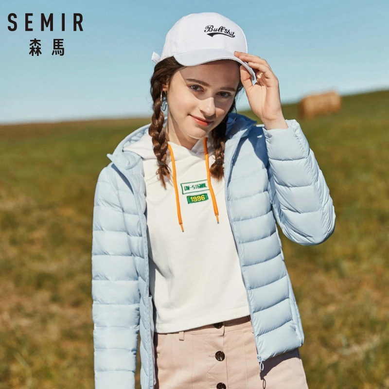 SEMIR 2019 New basic Down Winter jacket Women Winter plus velvet hooded Coats Down Winter Jacket Woman Outwear warm portable|Down Coats| - AliExpress