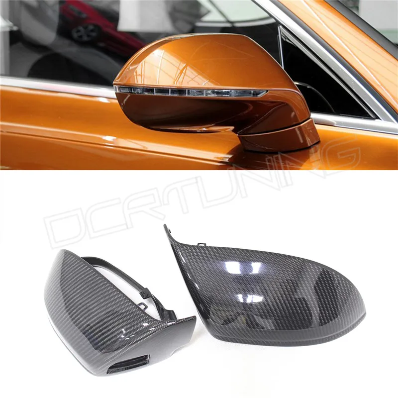 For Audi A7 S7 Replacement Style Carbon Fiber Rear View Side Mirror Cover With Lane Assit