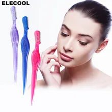 Elecool 2 шт. прямая ручка триммер для бровей Shaper бритва лезвие нож для волос Бритва приспособление для снятия макияжа