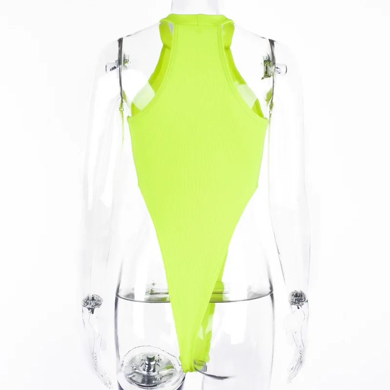 backless bodysuit Ahagaga 2020 Fashion Romper Neon Green Red Orange Sexy Bodysuit Summer Clothes for Women Casual Streetwear Bodycon Jumpsuits corset bodysuit