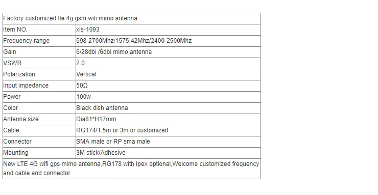 WiFi 2.4GHz indoor active GPS 3x3 three-wire mimo antenna lte 4gRG174 cable 1.5M feeder SMA male connector 1PCS