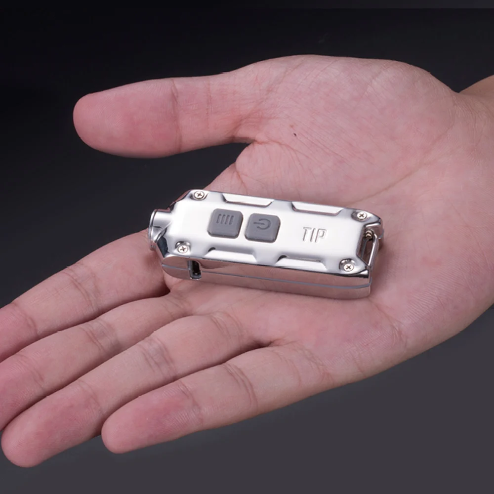 Топ продаж NITECORE TIP SS нержавеющая сталь металлический брелок Светильник Wih клип + USB