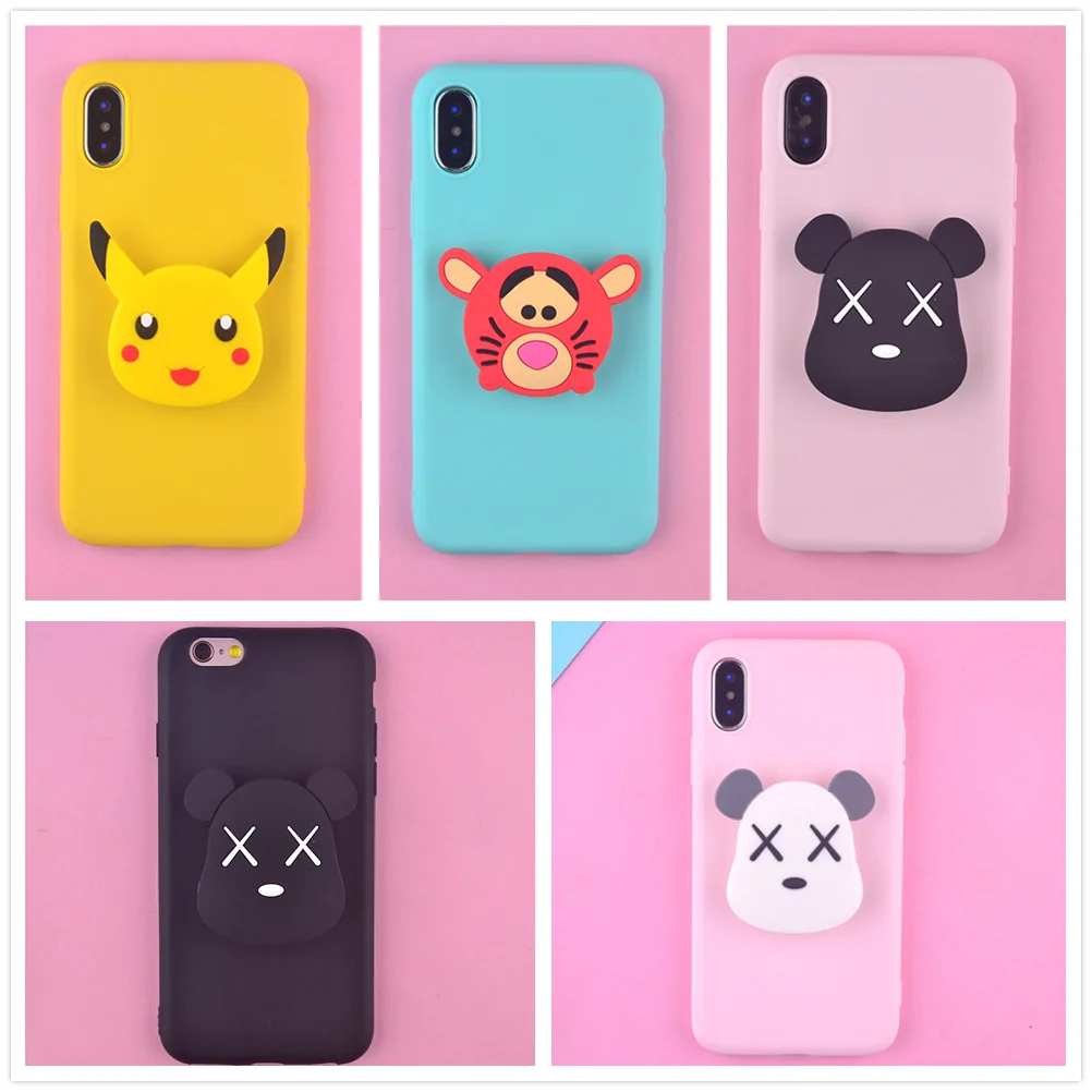 

For Samsung J4 J6 Plus M10 20 30 A10 30 40 50 70 Case Bear Tiger Ring Grip Soft Case For iPhone 7 8 Plus X XS XR MAX Cover