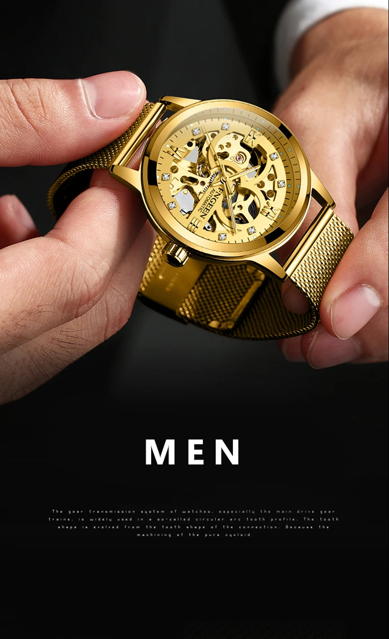 Новинка FNGEEN спортивные механические часы Роскошные мужские s часы Мужские автоматические часы с скелетом Montre Homme Часы