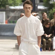 Wide leg cotton and hemp jumpsuit with loose style fashionable men's jumpsuit high quality big size men's wear S-6XL