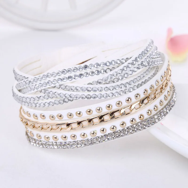

Multi-layer crystal rope chain men's and women's bracelets 2019 fashion personality flannel wristband fashion jewelry