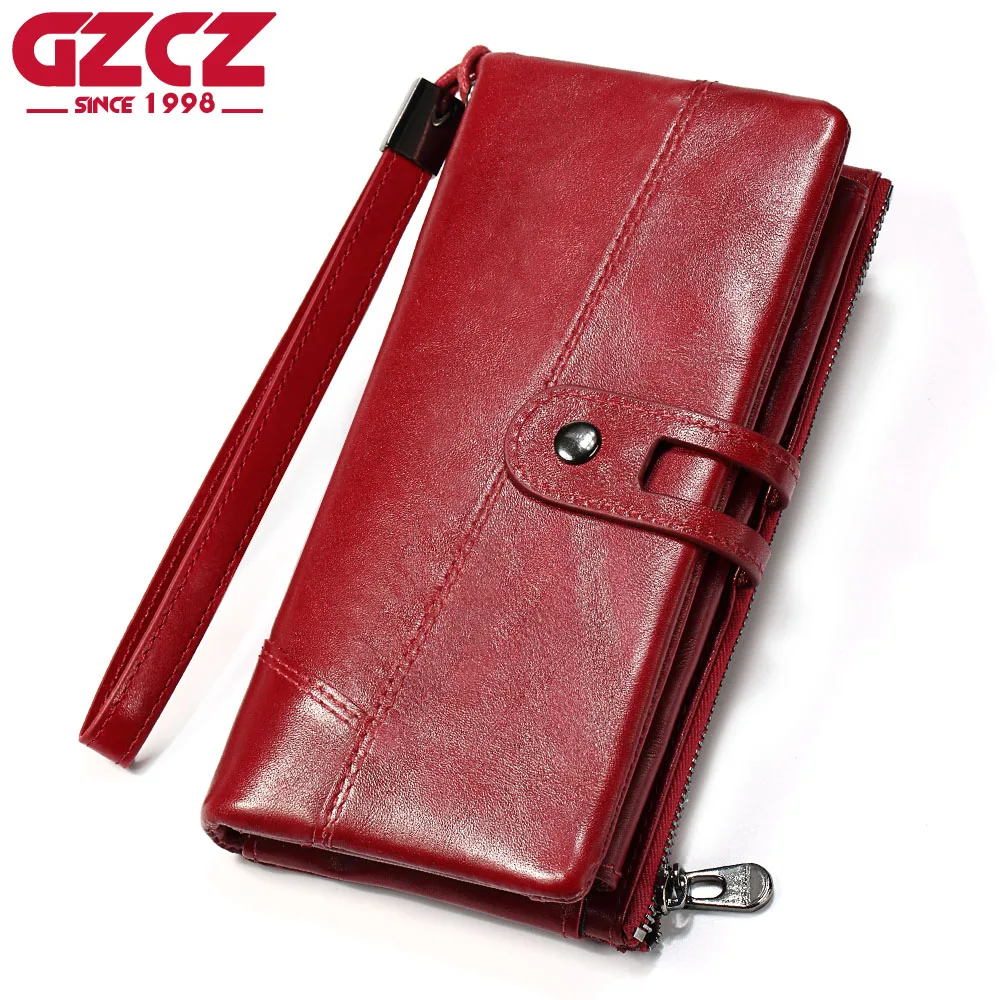 

GZCZ Women Wallet Female Purse Women Leather Wallet Long Coin Purse Card Holder Money Clutch Wristlet High Quality Zipper Design