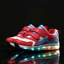 Date Fraîche Unisexe Maille Led Kid Shoes Respirant USB Chargeur lumineux Enfants Sport Chaussures PU Et Oxford Filles Et Garçons sneakers