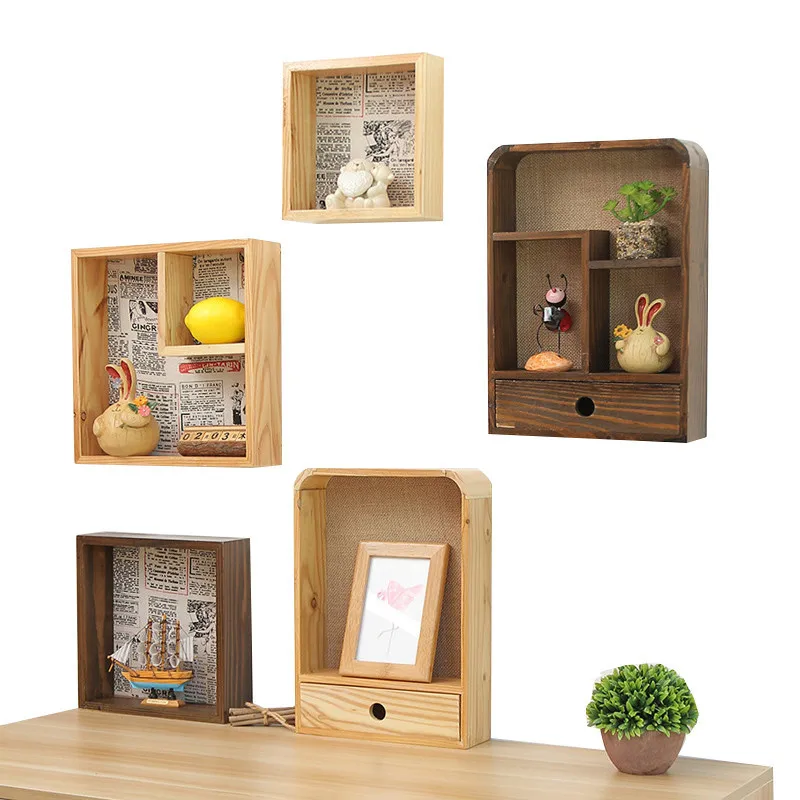 Home Decor Wall Hanger Wood Storage Racks Debries Storage Box Key