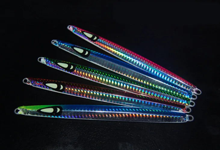 

5PCS 100g/200g/300g Deep Water Jig Knife Bait Lures Butterfly Laser Line Glow Slow Fishing Lures Big Game Sea Ice Boat Raft Lake