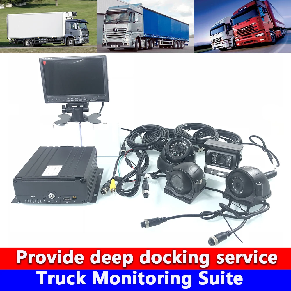 

AHD 4CH Hard Disk SD card Truck Monitoring Suite local video cycle video Monitoring host hd 7 inch car monitor PAL/NTSC system