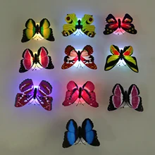 5pcs Colorful Luminous Butterfly Night Light Home Room Party Wedding Decoration Lights Lamp With Sticker Children Kids Gift P25