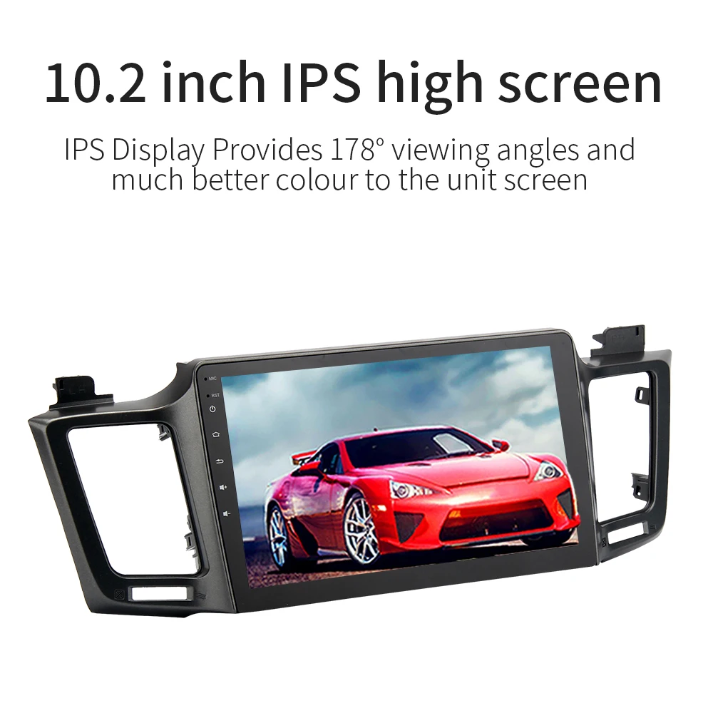 Top Dasaita 10.2" Android 9.0 Car GPS Radio Player for Toyota RAV4 2014 2015 2016 with Octa Core 4GB+32GB Auto Stereo Multimedia 2