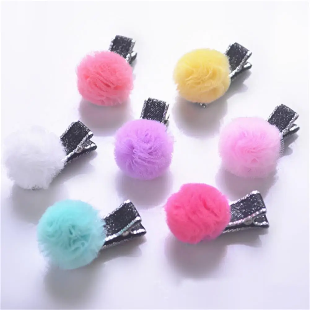 

1 pc! Glitter Star Kid Hairpins Mesh Ball Ribbon Bow Hair Clip Classic Girls Summery Hair Pinch New Child Gift
