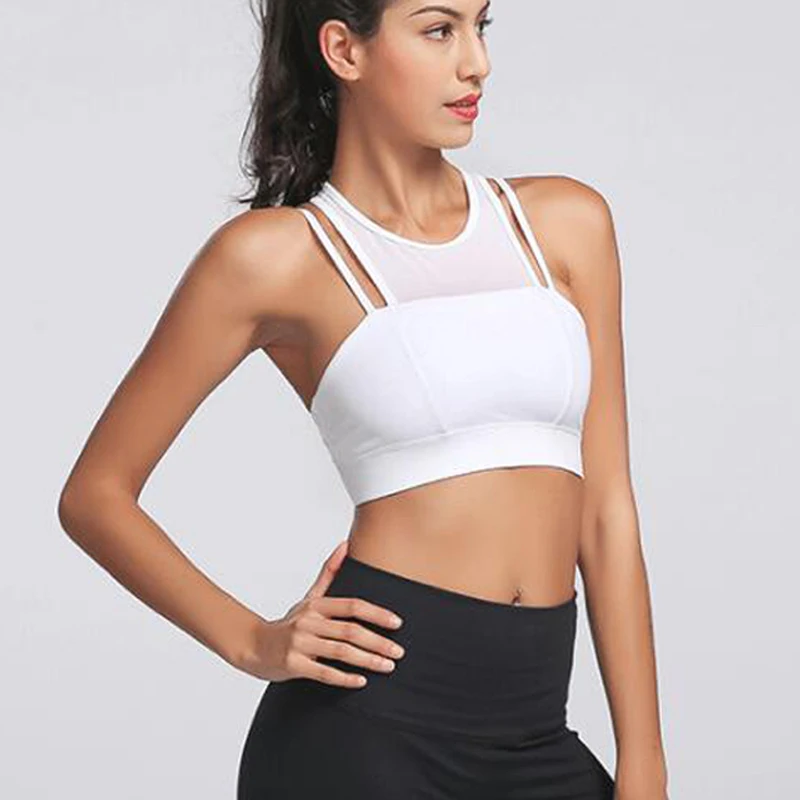 Women Sports Bra Crop Top Quick Dry Yoga top bra Shockproof High Elastic Bottom Fitness Vest GYM