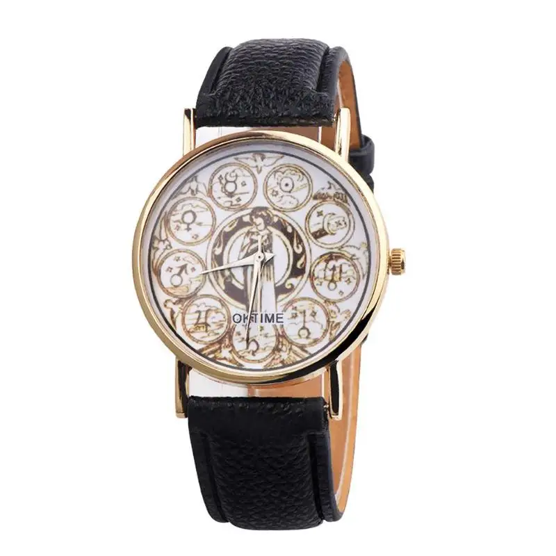 Novelty Retro Quartz Watches Women Men PU Leather Band Wristwatch Students Analog Daily