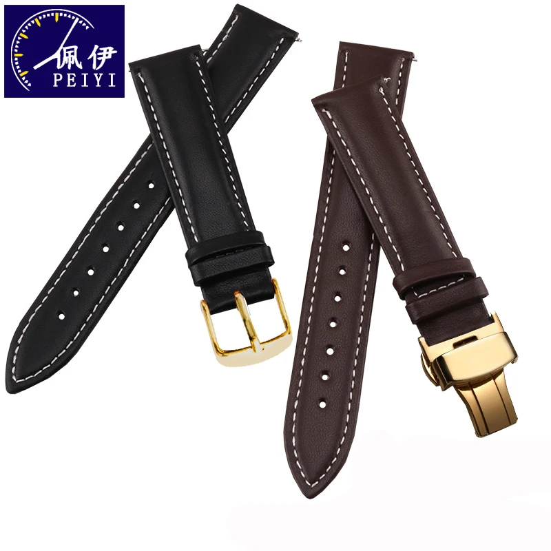 PEIYI классический простой кожаный ремешок мягкий и удобный черный коричневый Замена коровья кожа браслет для huawei watch 2/GT/Pro