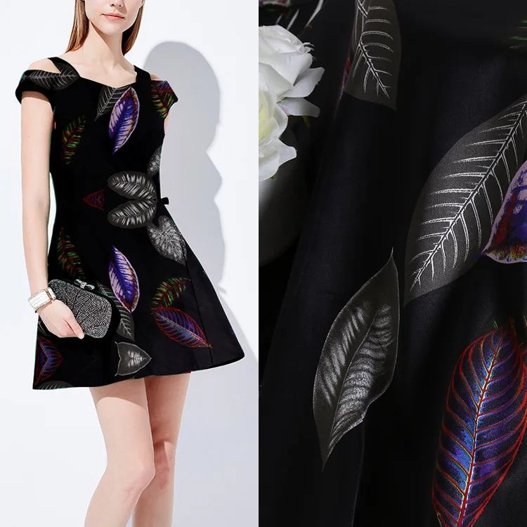 

150 cm printed fabric meter leaf print dress scarf diy fabric material stretch polyester fabric wholesale cloth child fabrics