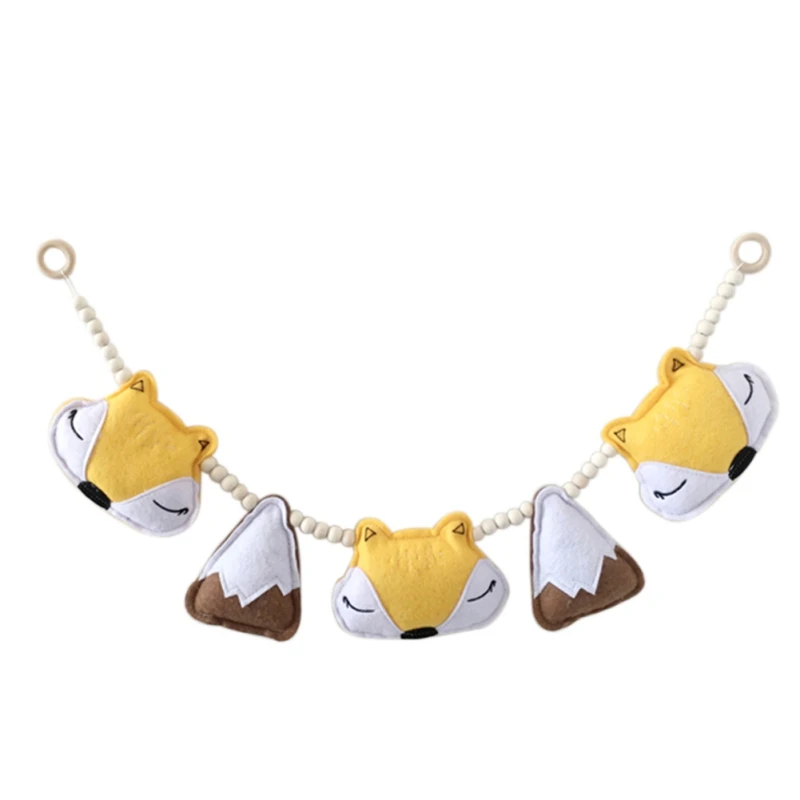 yellow deep khaki Комната колокольчики детская комната навес для детской кроватки балдахин украшения лиса снег горы деревянные бусины с мультяшным принтом струнные украшения - Цвет: yellow deep khaki