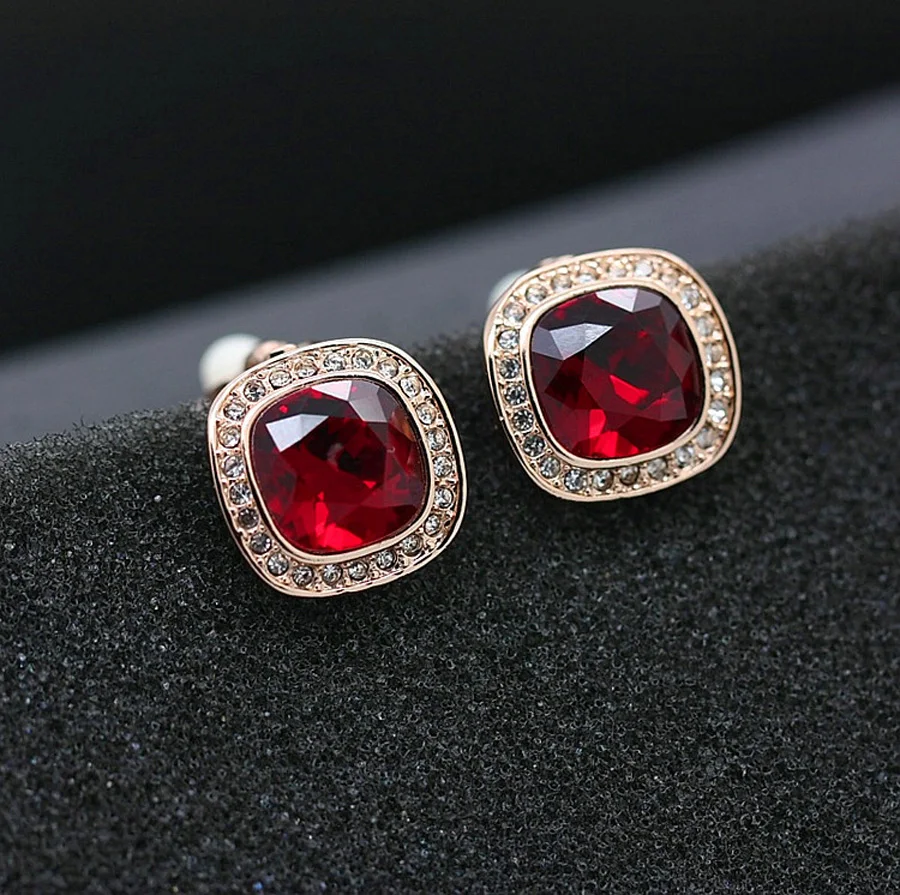 

11.11 New Luxurious Square Shape Design Made with Austria Crystal Clip Earrings Without Pierced Ears Jewelry for Bridal Bijoux