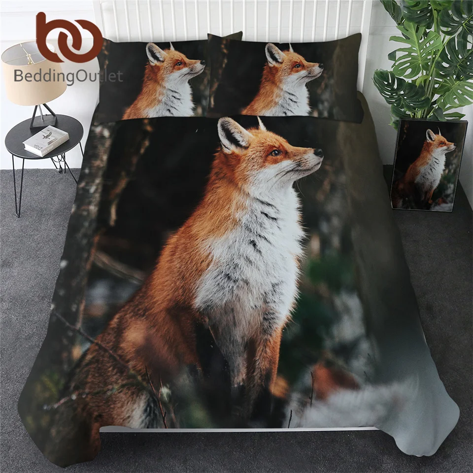 BeddingOutlet постельное белье Fox комплект 3D печати пододеяльник диких животных