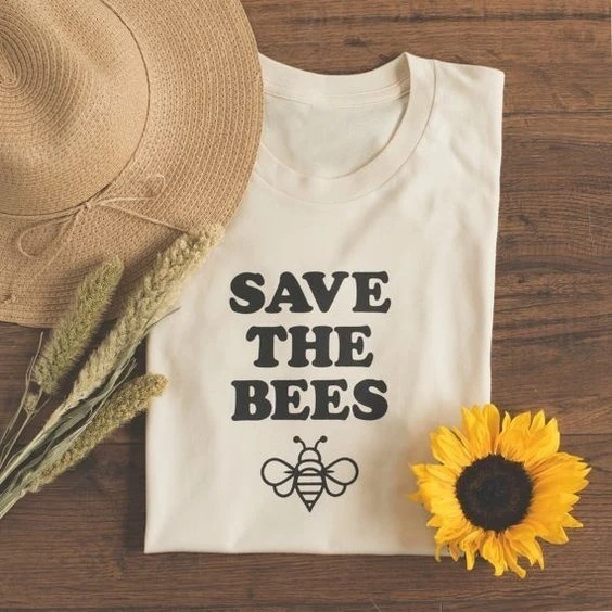 Лидер продаж, футболка с надписью «Save The Bees», Милая женская футболка с графикой, летняя одежда, повседневная футболка с коротким рукавом, белая, желтая, tees-J013