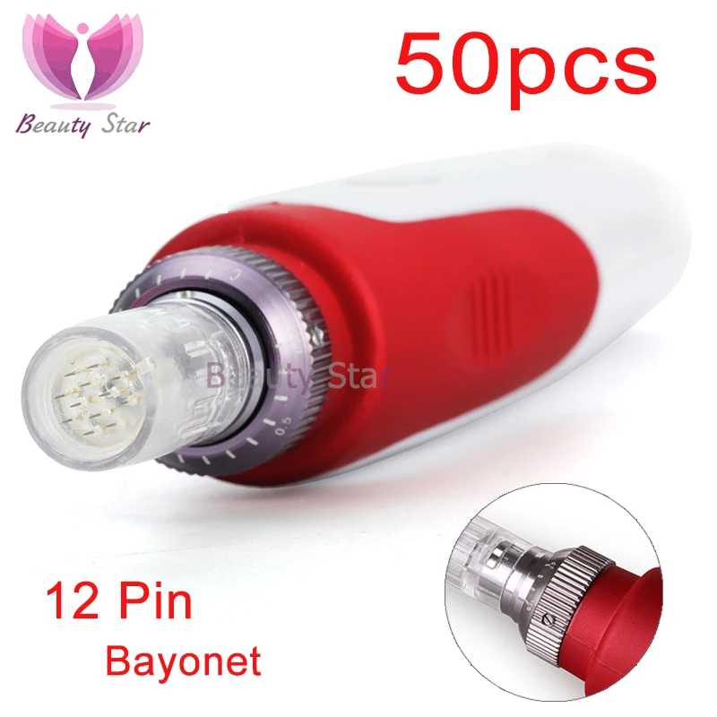 

50pcs 12Pin Needle Derma Pen Bayonet Cartridge for Electric Auto Needle Derma Pen 12 pin Nano Needles Tip