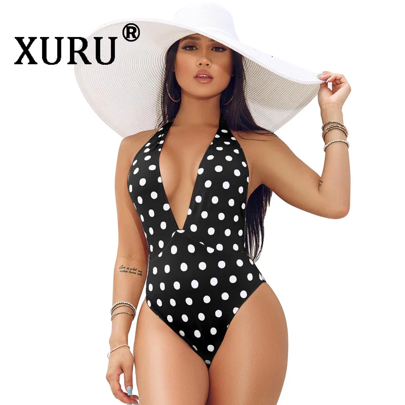 

XURU summer new women's sexy one-piece swimsuit bikini sexy back straps jumpsuit bohemian beach triangle jumpsuit