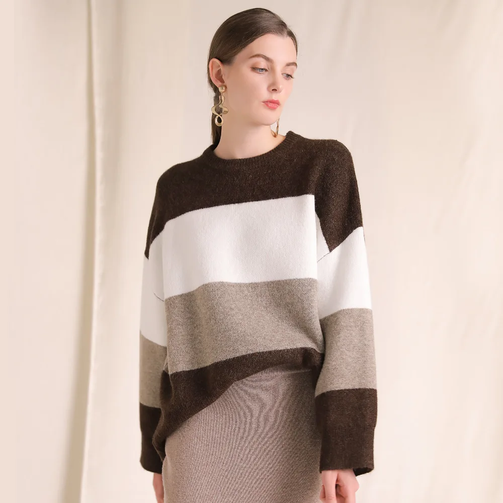 3 color patchwork elastic knit loose pullovers sweater 2018 new plus size long sleeve women autumn winter casual basic sweater