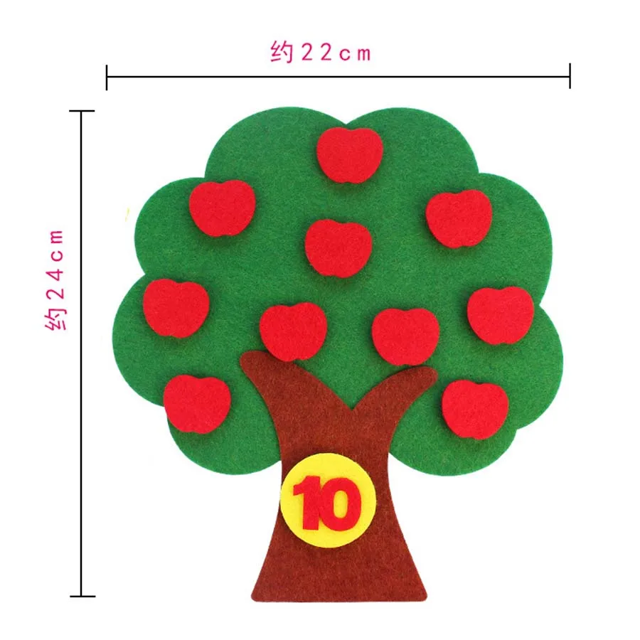 Нетканый 3D Пазл Яблоко дерево номер цифровой Монтессори обучение в детском саду Развивающие игрушки для детей 1-5 лет