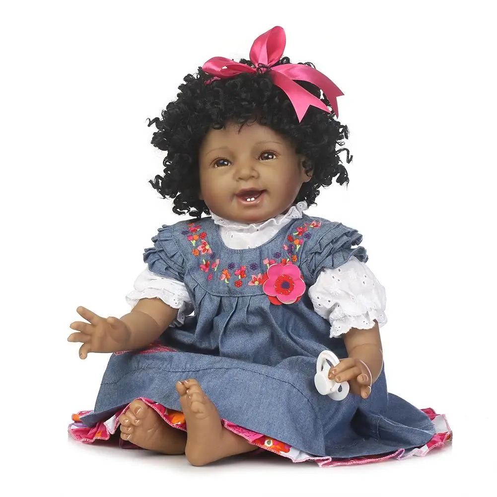 

Fashion 46cm Vinyl Silicone Baby Reborn Doll with Black Skin Children Kid Accompany Toy